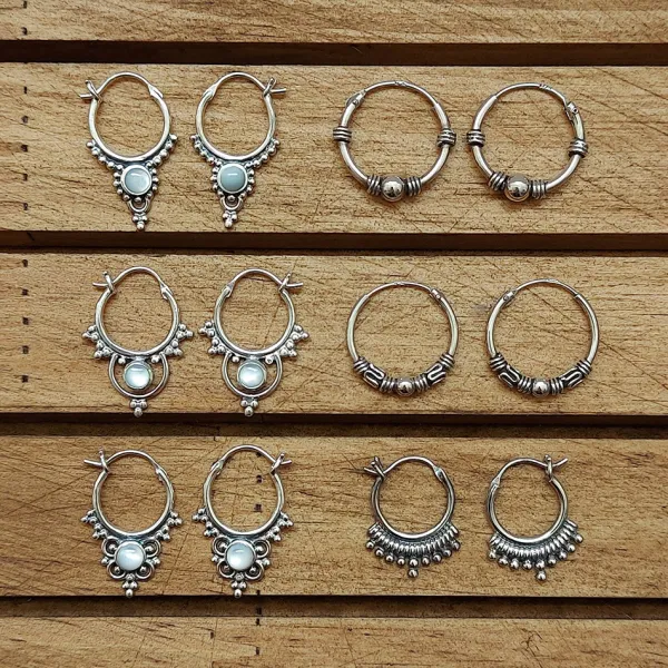 Studio Jewellery Hoop Earrings | Earrings-Interlock Beaded Silver Hoop Earrings