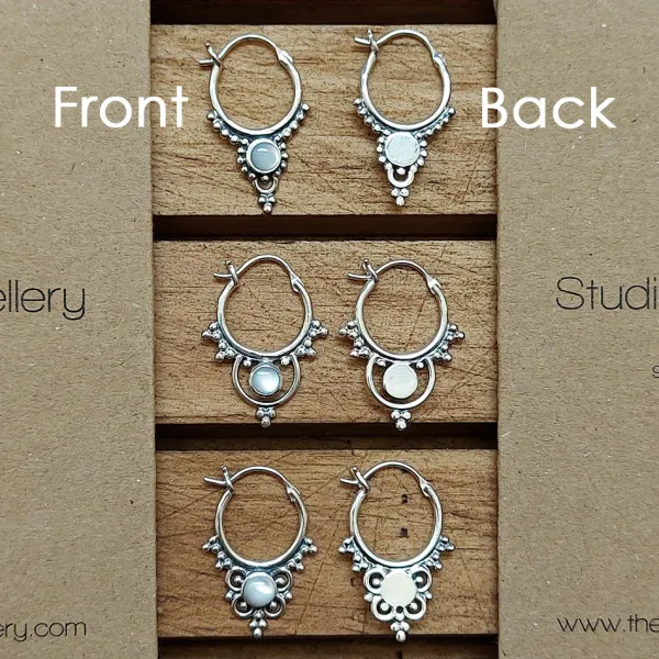 Studio Jewellery Hoop Earrings | Earrings-Interlock Beaded Silver Hoop Earrings