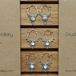 Studio Jewellery Hoop Earrings | Earrings-Interlock Beaded Silver Hoop Earrings