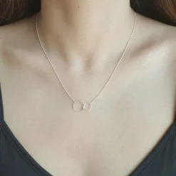 Studio Jewellery Necklaces-Interlocked Circles Silver Necklace