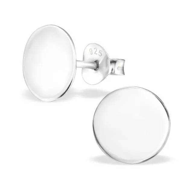 Studio Jewellery Stud Earrings | Earrings-Large Disc Silver Earring Studs