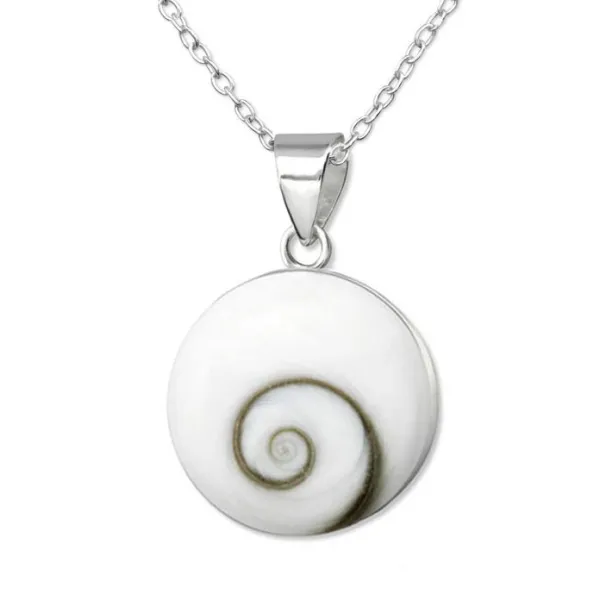 Studio Jewellery Necklaces-Large Shiva Shell Silver Necklace
