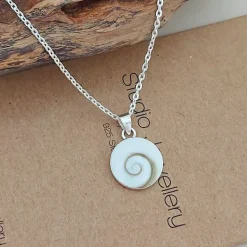 Studio Jewellery Necklaces-Large Shiva Shell Silver Necklace