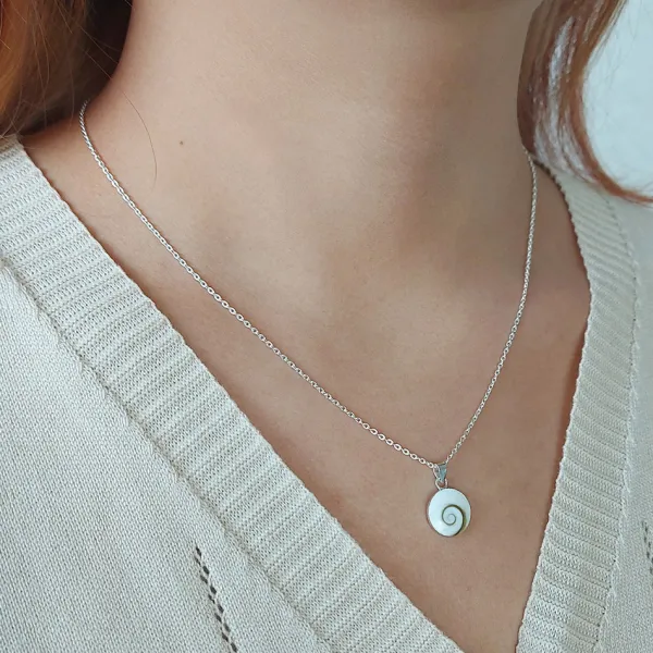 Studio Jewellery Necklaces-Large Shiva Shell Silver Necklace