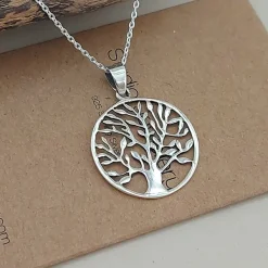 Studio Jewellery Necklaces-Large Tree Of Life Silver Necklace