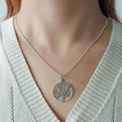 Studio Jewellery Necklaces-Large Tree Of Life Silver Necklace