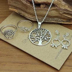 Studio Jewellery Necklaces-Large Tree Of Life Silver Necklace