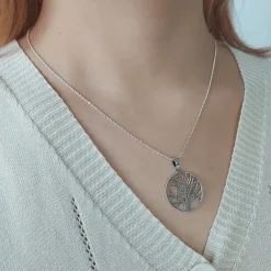 Studio Jewellery Necklaces-Large Tree Of Life Silver Necklace