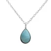 Studio Jewellery Necklaces-Larimar Fine Tear Drop Silver Necklace