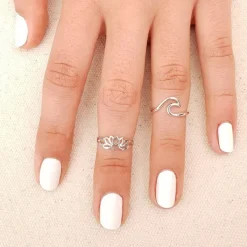 Studio Jewellery Midi And Knuckle Rings | Rings-Lotus Mid Finger Silver Ring