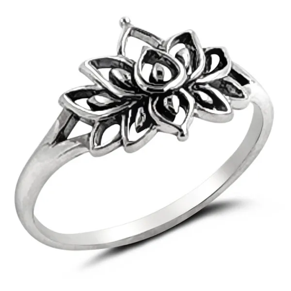 Studio Jewellery Feature & Stacker Rings | Rings-Lovely Lotus Silver Ring
