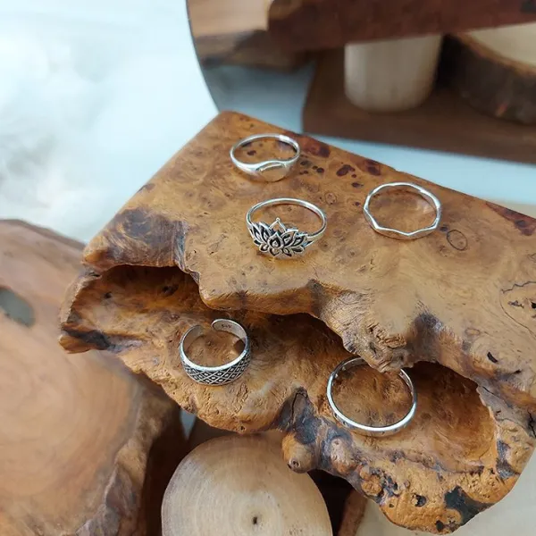 Studio Jewellery Feature & Stacker Rings | Rings-Lovely Lotus Silver Ring