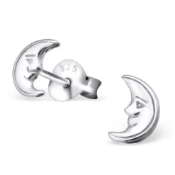 Studio Jewellery Stud Earrings | Earrings-Man in the Moon 925 Sterling Silver Ear Studs