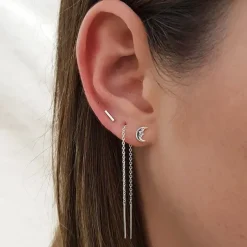 Studio Jewellery Stud Earrings | Earrings-Man in the Moon 925 Sterling Silver Ear Studs