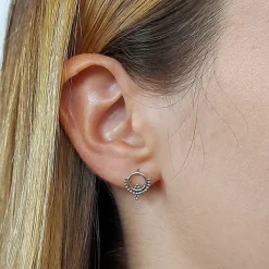 Studio Jewellery Stud Earrings | Earrings-Mandala Beaded Silver Studs
