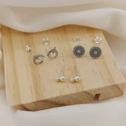 Studio Jewellery Stud Earrings | Earrings-Mandala Beaded Silver Studs