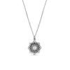 Studio Jewellery Necklaces-Mandala Flower Shell Silver Necklace