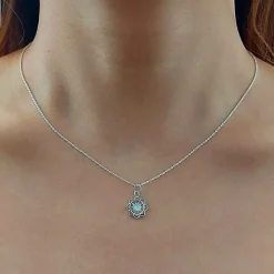 Studio Jewellery Necklaces-Mandala Flower Shell Silver Necklace