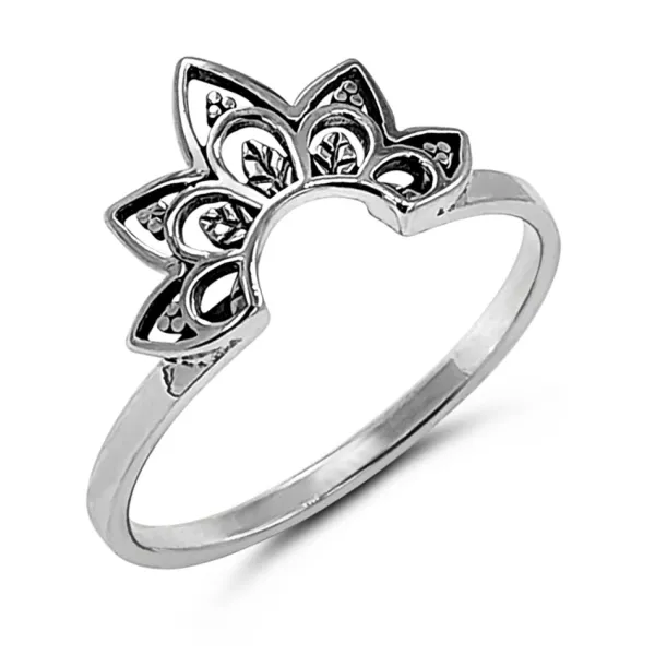 Studio Jewellery Feature & Stacker Rings | Rings-Mandala Flower Silver Ring