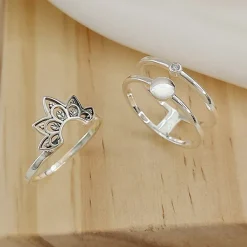 Studio Jewellery Feature & Stacker Rings | Rings-Mandala Flower Silver Ring