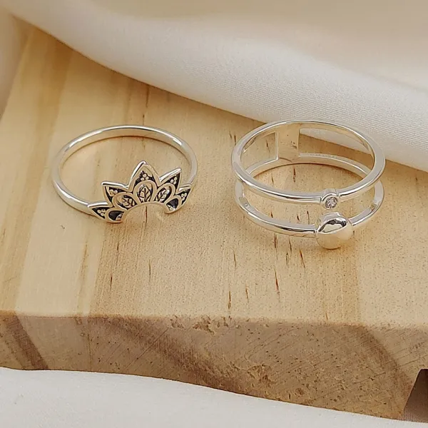Studio Jewellery Feature & Stacker Rings | Rings-Mandala Flower Silver Ring