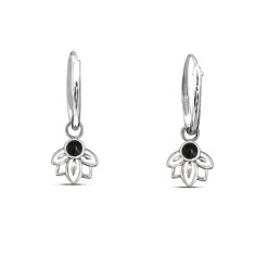 Studio Jewellery Hoop Earrings | Earrings-Mandala Hoop Charm Silver Earrings