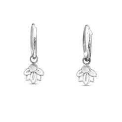 Studio Jewellery Hoop Earrings | Earrings-Mandala Shell Hoop Charm Silver Earrings