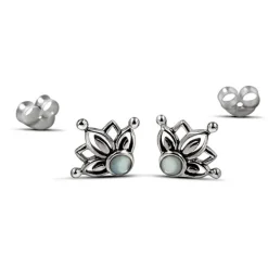 Studio Jewellery Earrings | Stud Earrings-Mandala Shell Silver Earring Studs