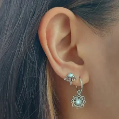 Studio Jewellery Earrings | Stud Earrings-Mandala Shell Silver Earring Studs