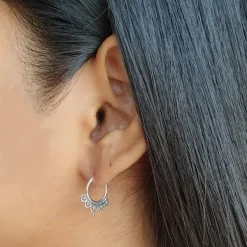 Studio Jewellery Earring Jackets And Threaders | Earrings-Mandala Silver Hoop Earrings