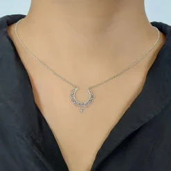 Studio Jewellery Necklaces-Mandala Silver Necklace