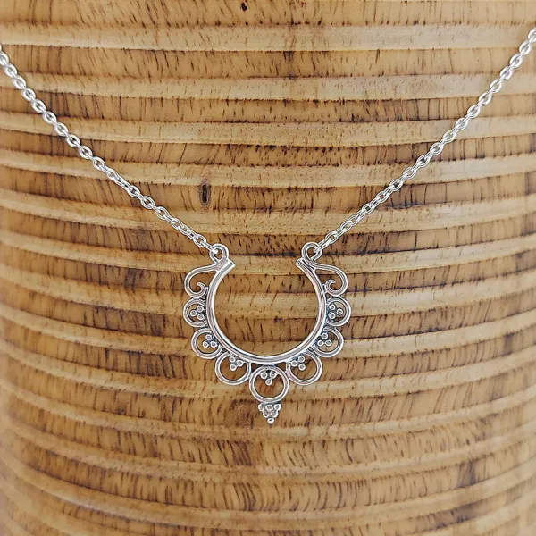 Studio Jewellery Necklaces-Mandala Silver Necklace