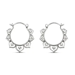 Studio Jewellery Hoop Earrings | Earrings-Mandala Sterling Silver Hoop Earrings