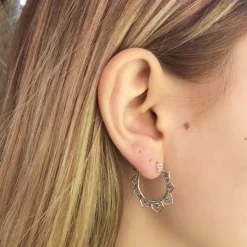Studio Jewellery Hoop Earrings | Earrings-Mandala Sterling Silver Hoop Earrings