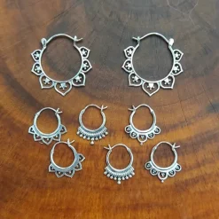 Studio Jewellery Hoop Earrings | Earrings-Mandala Sterling Silver Hoop Earrings