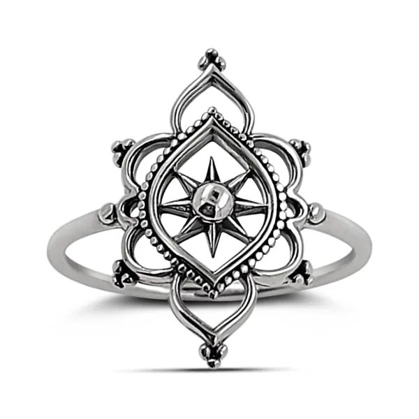 Studio Jewellery Feature & Stacker Rings | Rings-Mandala Sunburst Silver Ring