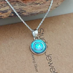 Studio Jewellery Necklaces-Medium Abalone Shell Silver Necklace