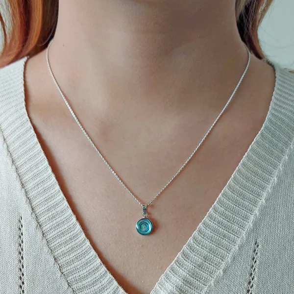 Studio Jewellery Necklaces-Medium Abalone Shell Silver Necklace