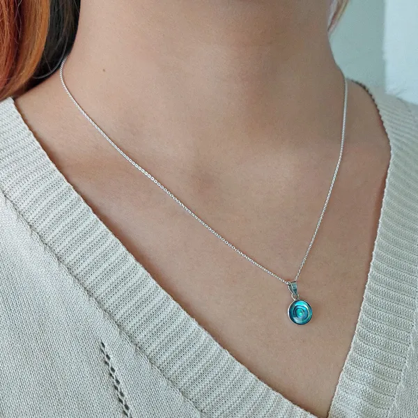Studio Jewellery Necklaces-Medium Abalone Shell Silver Necklace