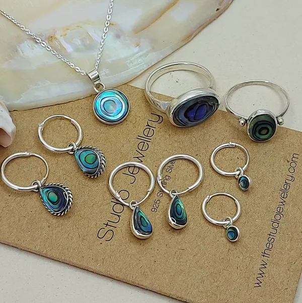 Studio Jewellery Necklaces-Medium Abalone Shell Silver Necklace