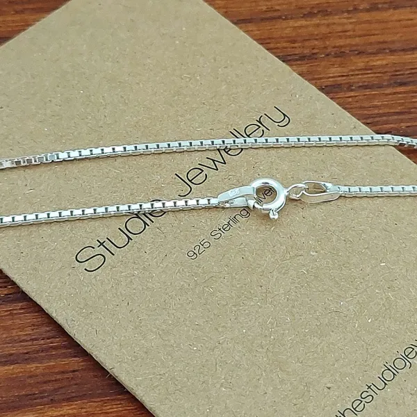 Studio Jewellery Necklaces-Medium Fine Silver Box Chain Necklace