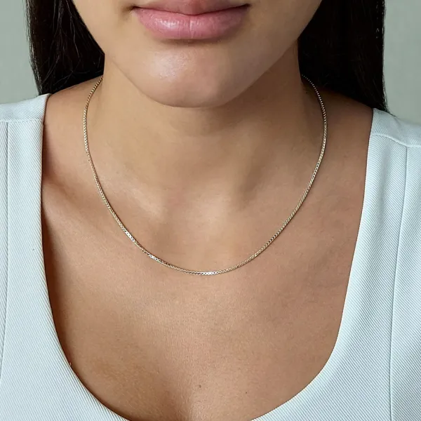 Studio Jewellery Necklaces-Medium Fine Silver Box Chain Necklace