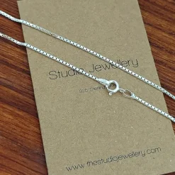 Studio Jewellery Necklaces-Medium Fine Silver Box Chain Necklace