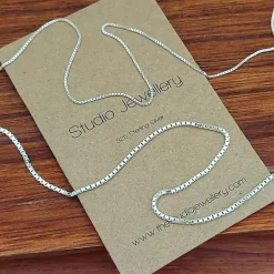 Studio Jewellery Necklaces-Medium Fine Silver Box Chain Necklace