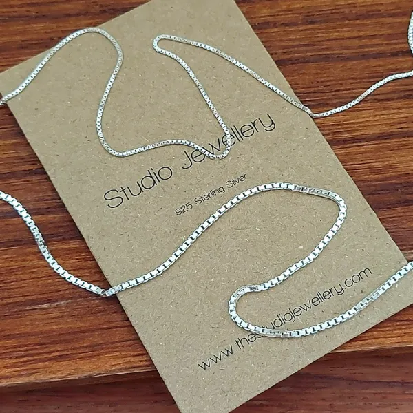 Studio Jewellery Necklaces-Medium Fine Silver Box Chain Necklace