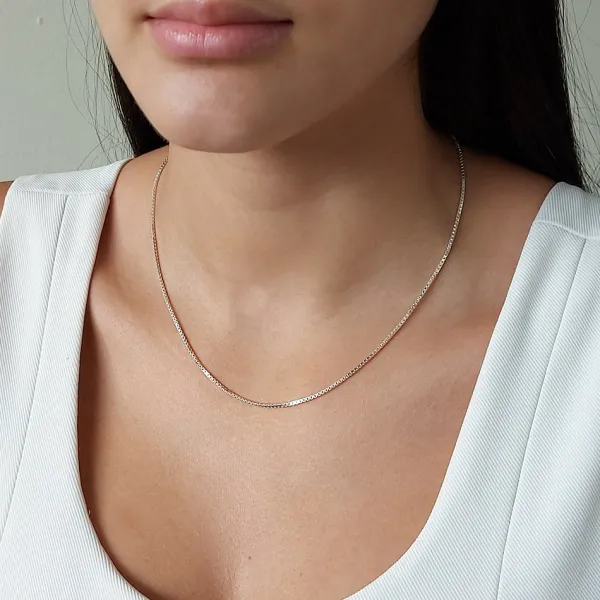 Studio Jewellery Necklaces-Medium Fine Silver Box Chain Necklace