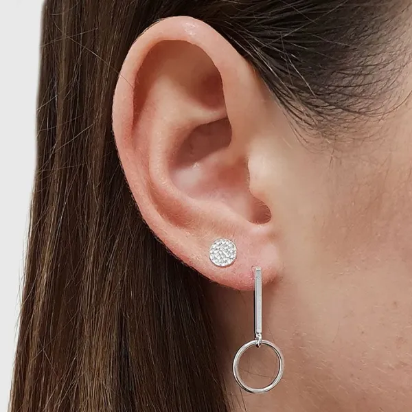 Studio Jewellery Stud Earrings | Earrings-Medium 7mm Dimpled Flat Disc Sterling Silver Earring Studs