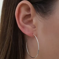 Studio Jewellery Hoop Earrings | Earrings-Medium 20-40mm Slim Sterling Silver Hoop Earrings