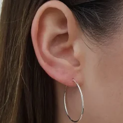 Studio Jewellery Hoop Earrings | Earrings-Medium 20-40mm Slim Sterling Silver Hoop Earrings