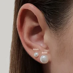 Studio Jewellery Stud Earrings | Earrings-Medium 8mm Sterling Silver Freshwater Pearl Earring Studs